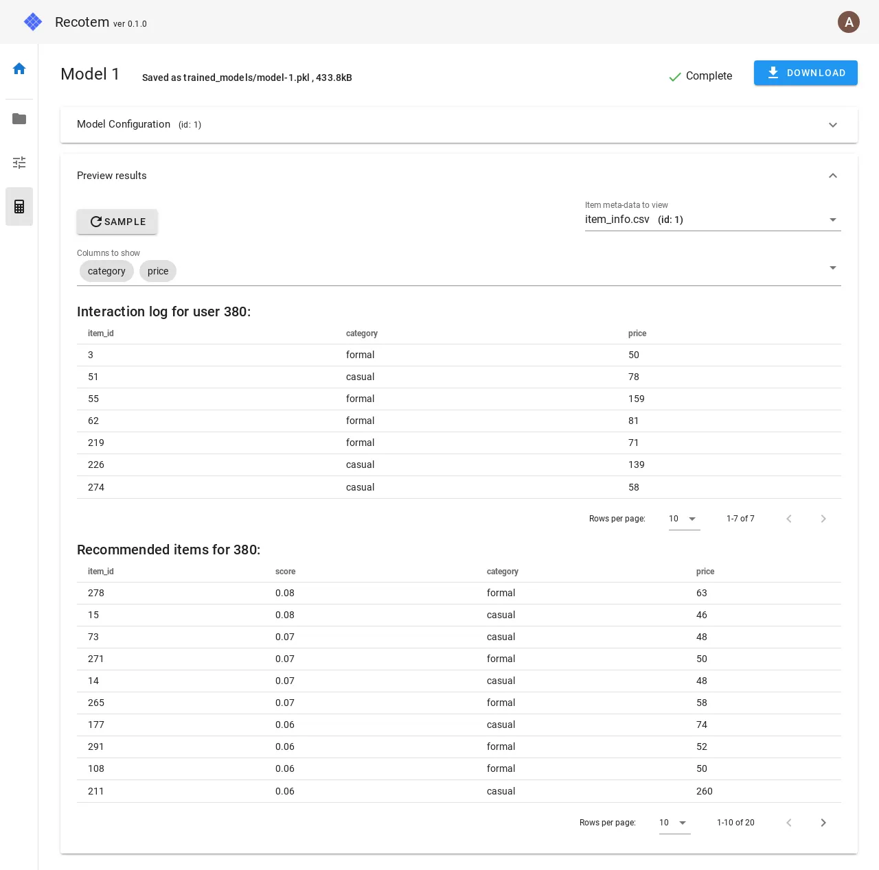Recotem — Recommender System